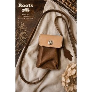 Vintage Roots Leather Mini Crossbody Bag Rustic Minimalist Made in Canada